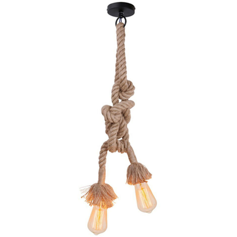 GOIYZTTR Lampadario Vintage in Corda E27 Industrial Vintage Portalampada Con Cavo 100cm Lampadario Corda da Soffitto per Bar Caffetteria Soggiorno(Lampadina non Inclusa