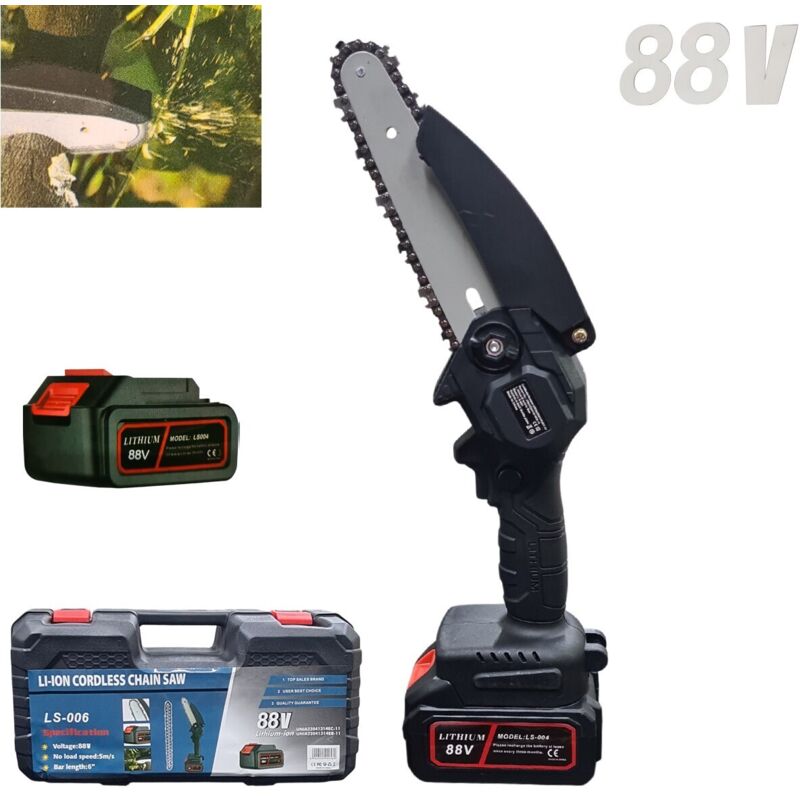 Bamse Mini Motosega a Batteria 8000mAh, Motosega Elettrica 6 Pollici con con 2 Batterie, 2 Catene, 10m/s Velocità della Catena Sega a Batteria per Rami d'albero, Cortile, Casa e Giardino Bamse Mini Motosega a Batteria 8000mAh, Motosega Elettrica 6 Pollici con con 2 Batterie, 2 Catene, 10m/s Velocità della Catena Sega a Batteria per Rami d'albero, Cortile, Casa e Giardino