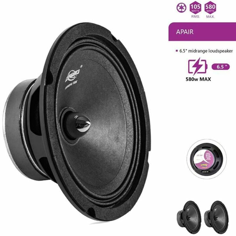 COPPIA CASSE AUTO ALTOPARLANTE AUDIO 16,5 CM 105W RMS 580W MAX SPEAKER CTC- 1681