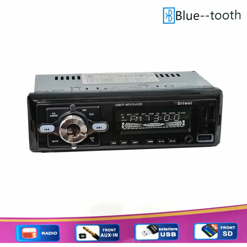 AUTORADIO STEREO AUTO RADIO 50WX4 TELECOMANDO BLUETOOTH SLOT SD USB AUX MP3