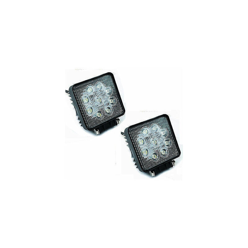 2x FARO SUPPLEMENTARE PROFONDITA AUTO FUORISTRADA 12V QUADRATO 9 LED 6000K  27W