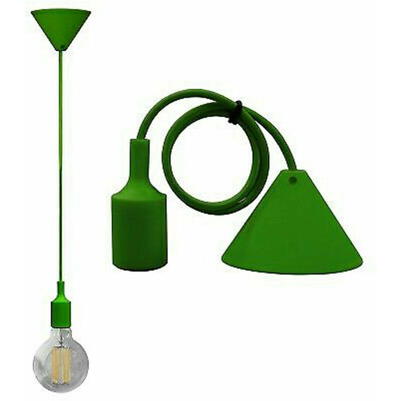 PORTALAMPADA A SOSPENSIONE PENDENTE LAMPADARIO SOFFITTO E27 VERDE DT-J02