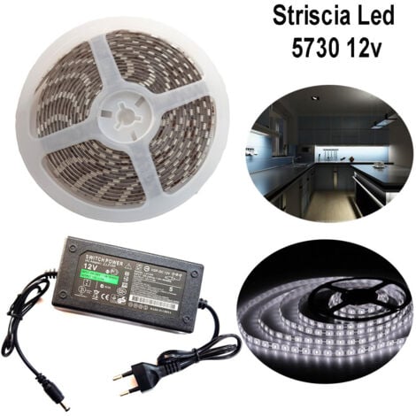 Striscia Led Per Specchio Bagno 5 Metri Di Striscia LED 5050 Bianco Caldo - 60 LED Per Metro - It Striscia Led Bianco Freddo - Foto 8
