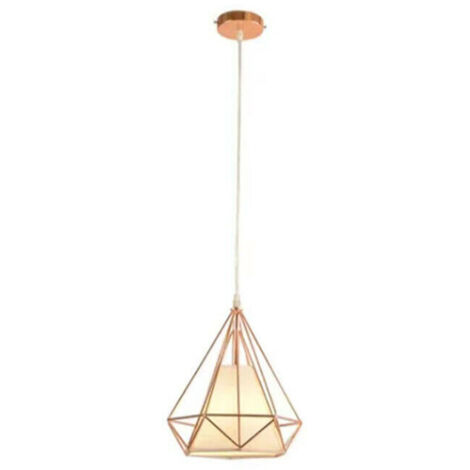 LAMPADARIO GABBIA METALLO INDUSTRIALE RETRO E27 PENDENTE VINTAGE ORO ROSA SJ100