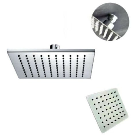 SOFFIONE PER DOCCIA QUADRATO QUADRO 15 CM BAGNO EFFETTO PIOGGIA SOTTILE CROMATO