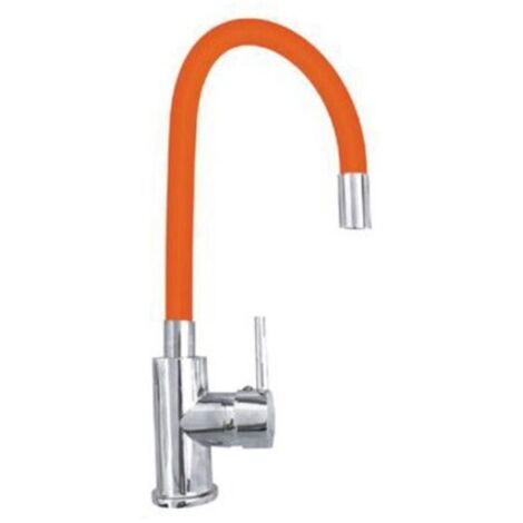 MISCELATORE CANNA ALTA FLESSIBILE RUBINETTO MONOCOMANDO CUCINA ARANCIONE 1987-5 (1/2)