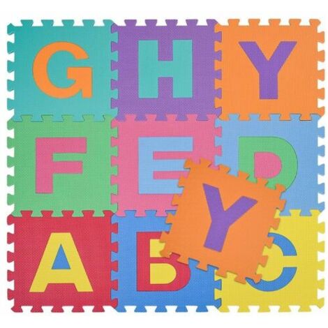 TAPPETINO TAPPETO PUZZLE LETTERE COLORATI GIOCO BAMBINO 29.5X29.5CM GOMMA EVA (1/2)