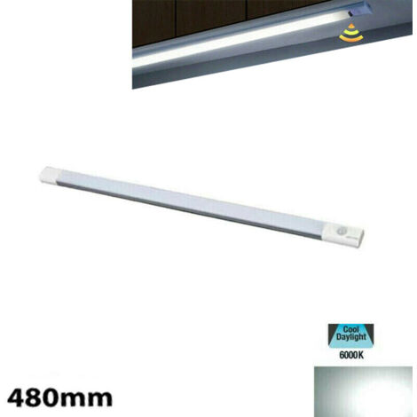 BARRA A LED CUCINA LUCE FREDDA SENSORE MOVIMENTO SOTTO PENSILE RICARICABILE 48CM