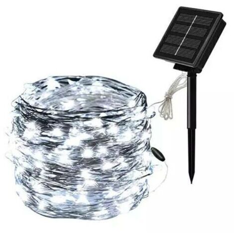 Luci solari a stringa, 5 m 50 LED Luci solari da giardino 8 modalità Luci decorative a corda solare in filo di rame impermeabile per patio, cancello, cortile, alberi, matrimonio, festa (Blu