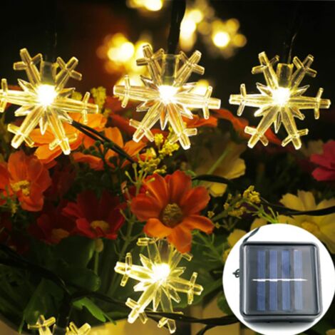 CATENARIA 30 LUCI LED ENERGIA SOLARE FIOCCO NEVE NATALE BIANCO NATURALE ESTERNO (1/2)