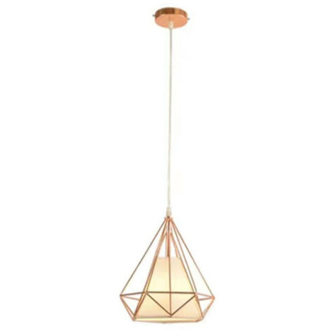 LAMPADARIO GABBIA METALLO INDUSTRIALE RETRO E27 PENDENTE VINTAGE ORO Rosa Sj099 83942630
