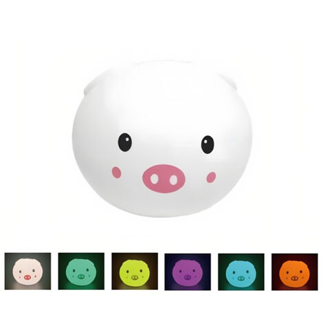 LAMPADA NOTTURNA DA TAVOLO PER BAMBINI MORBIDA SILICONE RGB TOUCH LED MAIALINO (1/5)
