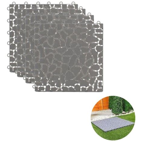 PIASTRELLA ESTERNI PAVIMENTO SET DA 4 PAVIMENTAZIONE GIARDINO 30X30CM GRIGIO