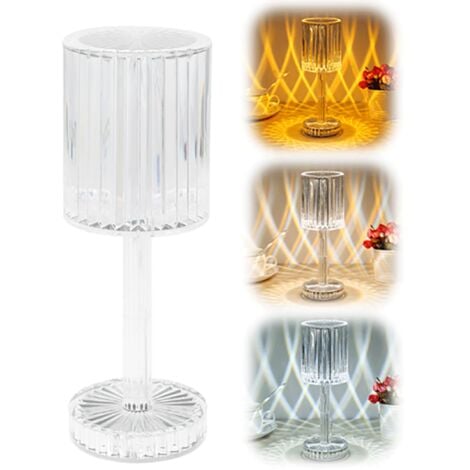 LAMPADA TAVOLO LED RICARICABILE 3 TONALITA' DI LUCE EFFETTO CRISTALLO 1008