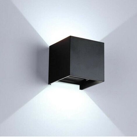 APPLIQUE NERO CUBO LED 10W FARETTO LAMPADA PARETE MURO LUCE FREDDO 6000K