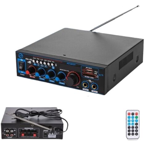 AMPLIFICATORE AUDIO STEREO 2 CANALI MICROFONO FM USB BLUETOOTH KARAOKE AS-06131