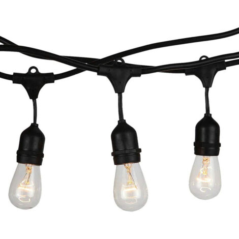 CATENARIA LUCI 10MT E 10 PORTALAMPADE E27 NERA ALLUNGABILE IP44 INTERNO ESTERNO (1/3)