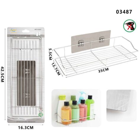 Shengxi Mensola da Bagno in Plastica, 2Pcs Bianco Portaoggetti Doccia Parete Senza Foratura, Mensola Bagno Adesiva Organizzatore Doccia Cestino Porta Shampoo per Bagno e Cucina