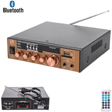 AMPLIFICATORE AUDIO STEREO 2 CANALI MICROFONO FM USB BLUETOOTH KARAOKE AS-06127