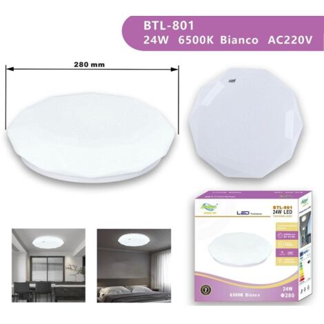 Plafone LED Da Soffitto Tecnolux Euro – Tondo 390mm 24W 2100 Lumen – Luce Fredda 220-240V – Per Soggiorno, Camera, Garage – Certificato CE, RoHS