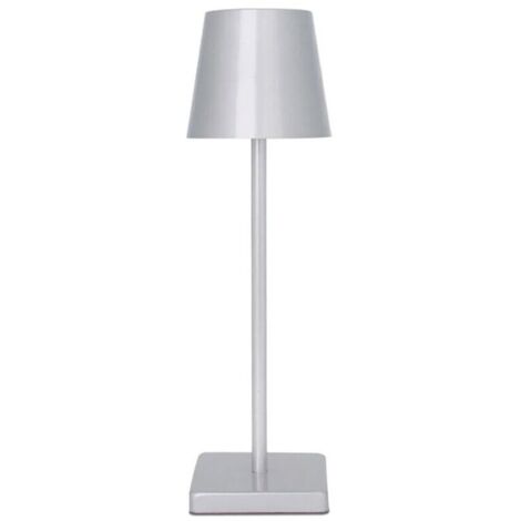 LAMPADA DA TAVOLO TOUCH LED MODERNA RICARICABILE BAR HOTEL RISTORANTE SILVER (1/6)