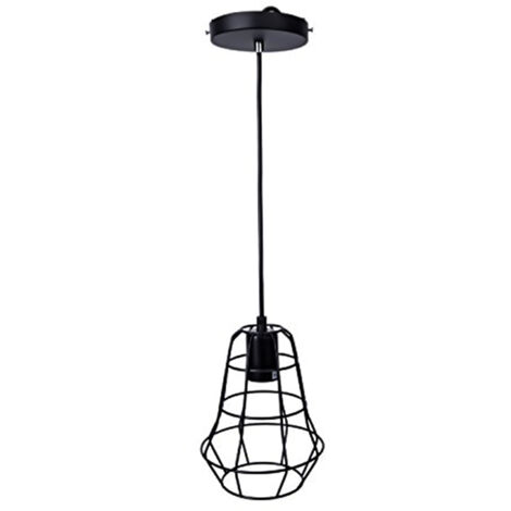 LAMPADARIO GABBIA IN METALLO INDUSTRIALE RETRO E27 PENDENTE VINTAGE BIANCO SJ002 (1/4)
