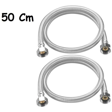 COPPIA TUBO FLESSIBILE 50CM TUBI ACQUA CALDA E FREDDA CALDAIA 1/2X1/2 DGO-172 (1/5)