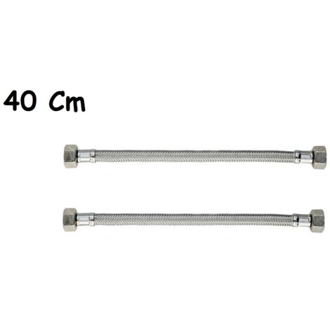 COPPIA TUBO FLESSIBILE 40CM TUBI ACQUA CALDA E FREDDA CALDAIA 1/2X1/2 DGO-171 (1/5)