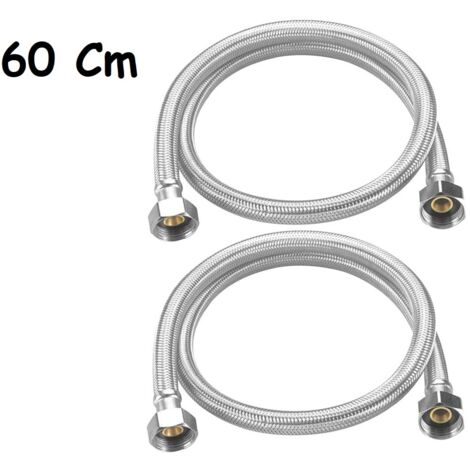 COPPIA TUBO FLESSIBILE 60CM TUBI ACQUA CALDA E FREDDA CALDAIA 1/2X1/2 02074