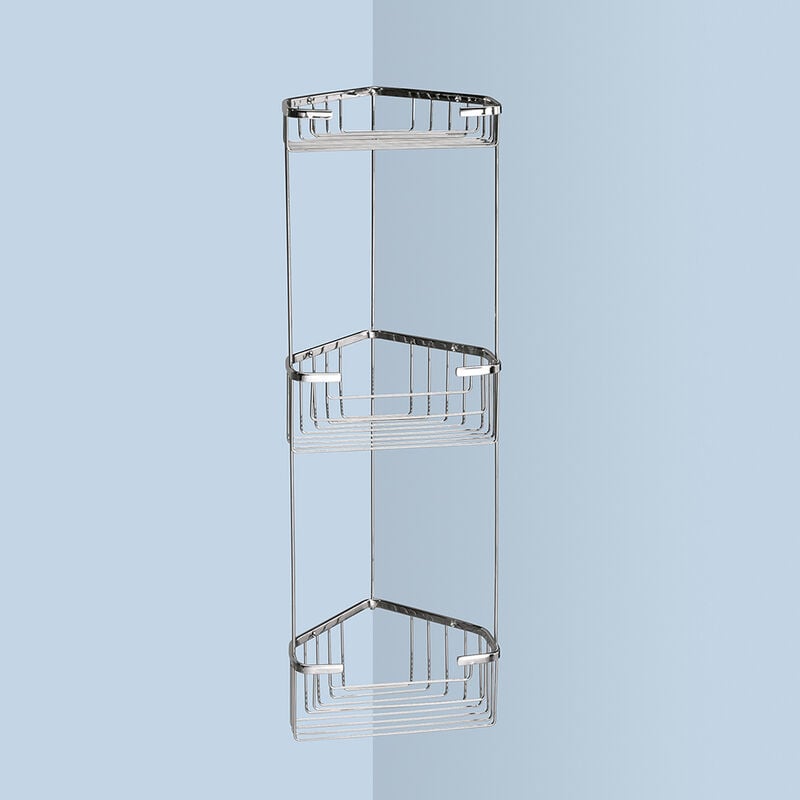 Portaoggetti doccia angolare 3 ripiani GEDY in filo Cromato