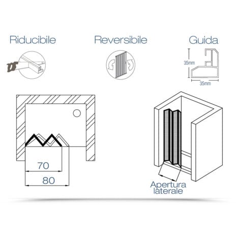 Box doccia nicchia Venere 80xh185  in PVC con apertura laterale