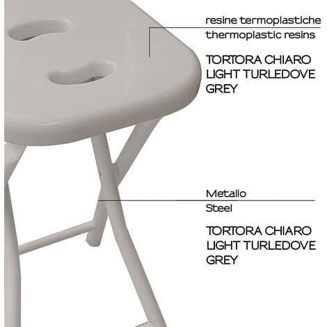 Sgabello da bagno GEDY in acciaio inox richiudibile colore Tortora chiaro