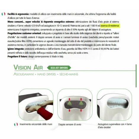 Asciugamani Elettrico In Abs Bianco Con Fotocellula Medial Vision Air Easy