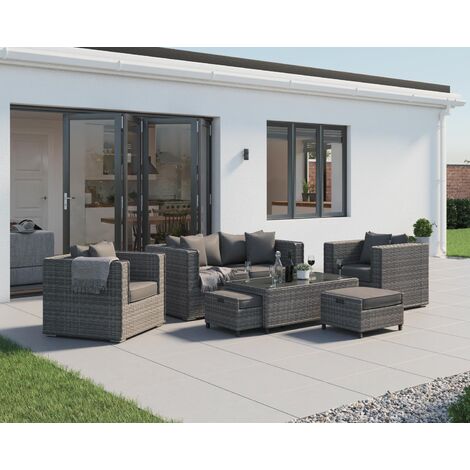 Ascot 2 Seater Rattan Garden Sofa Set in Grey