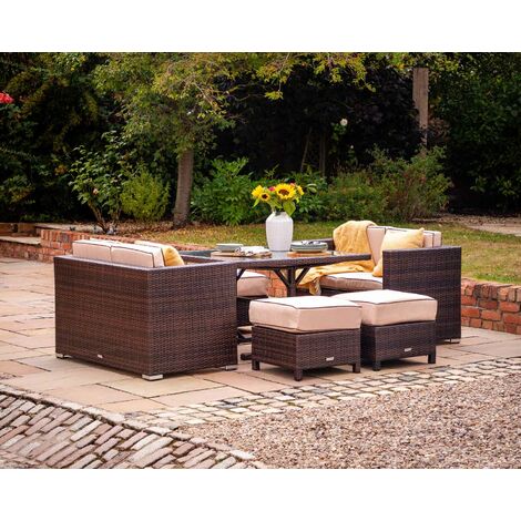 barcelona 9 piece rattan cube set