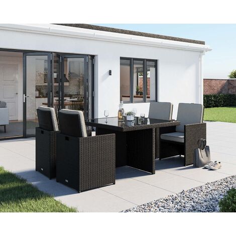 Barcelona 5 Piece Rattan Garden Cube Set In Black And Vanilla - Home Cube 4 Seater Rattan Effect Patio Set Black 459 Barcelona 5 Piece Rattan Garden Cube Set In Black And Vanilla - Home Cube 4 Seater Rattan Effect Patio Set Black 459