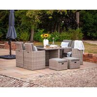 Barcelona 4 Seater Cube Set With Footstools in Grey