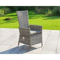 Cambridge 2 Reclining + 4 Non-Reclining Rattan Garden Chairs and Rectangular Dining Table Set in Grey