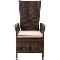 Cambridge 2 Reclining + 6 Non-Reclining Rattan Garden Chairs and Rectangular Dining Table Set in Chocolate and Cream