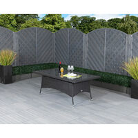 Cambridge 6 Reclining Rattan Garden Chairs and Rectangular Dining Table Set in Black and Vanilla