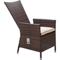Cambridge 8 Rattan Garden Reclining Chairs and Rectangular Dining Table Set in Chocolate and Cream