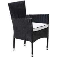 Cambridge 4 Rattan Garden Chairs and Rectangular Dining Table Set in Black and Vanilla