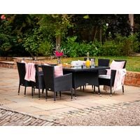 Cambridge 6 Chairs and Rectangular Dining Table Set in Black and Vanilla