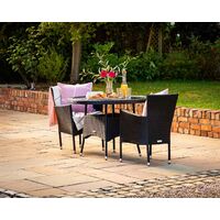 Cambridge 2 Rattan Garden Chairs and Small Round Table Set in Black and Vanilla