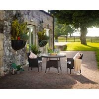Cambridge 2 Rattan Garden Chairs and Small Round Table Set in Black and Vanilla