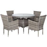 Cambridge 4 Rattan Chairs and Small Round Dining Table Set in Grey