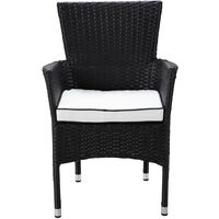 Cambridge 4 Rattan Garden Chairs and Large Round Dining Table Set in Black and Vanilla