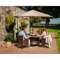 Cambridge 4 Rattan Garden Chairs and Large Round Dining Table Set in Chocolate and Cream