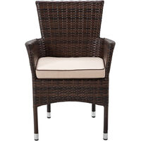 Cambridge 4 Rattan Garden Chairs and Small Rectangular Dining Table Set in Chocolate and Cream