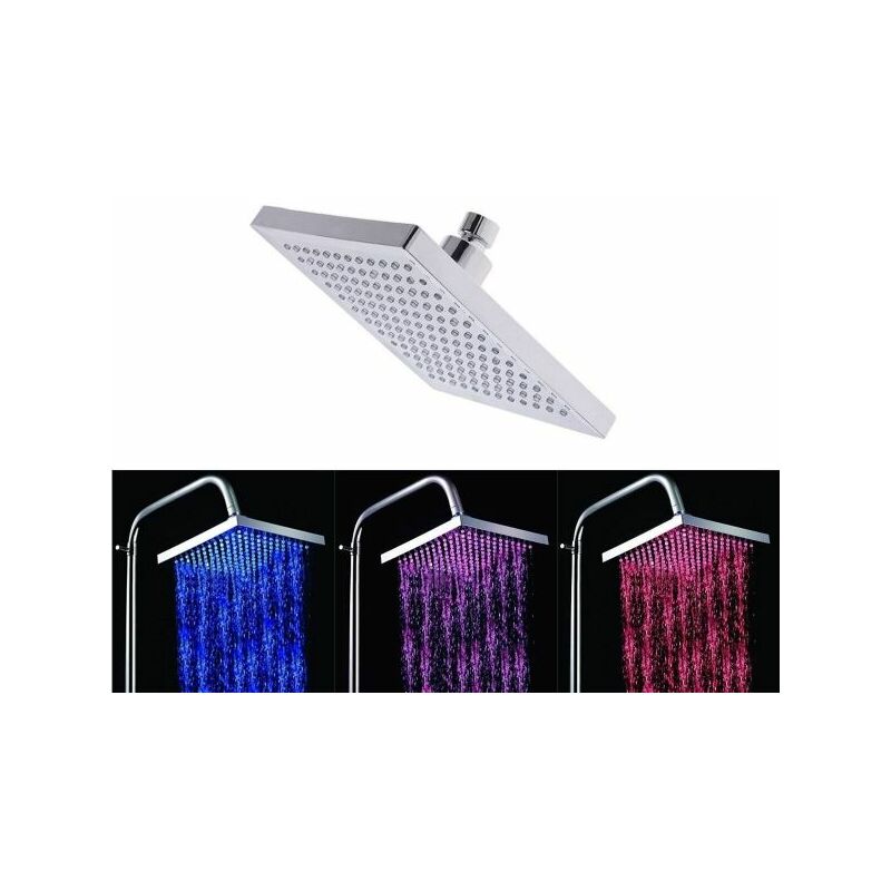 Soffione doccia bagno cascata quadrato 40 cm LED Ultra Sottile Effetto  Pioggia